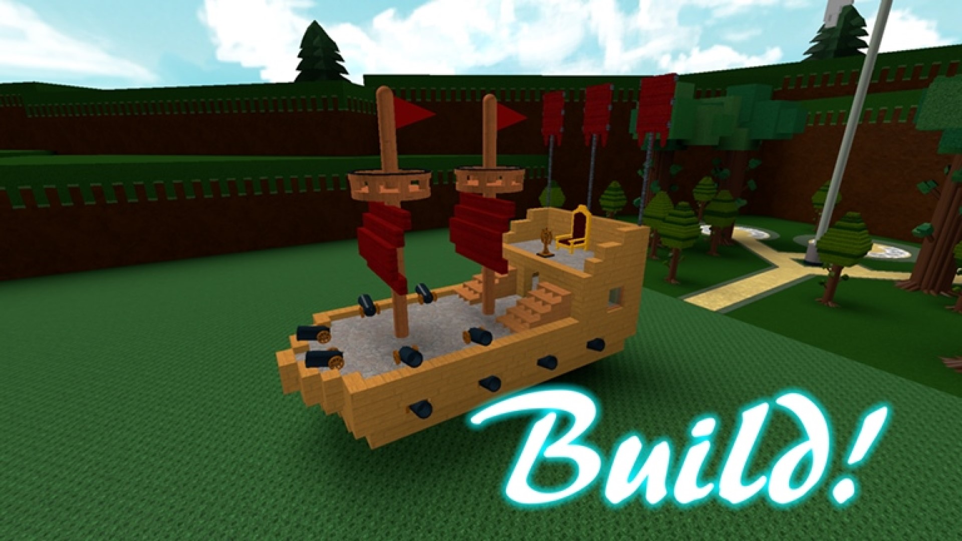 Best Roblox games - Build a Boat for Treasure boat with the word 'build' in front of it