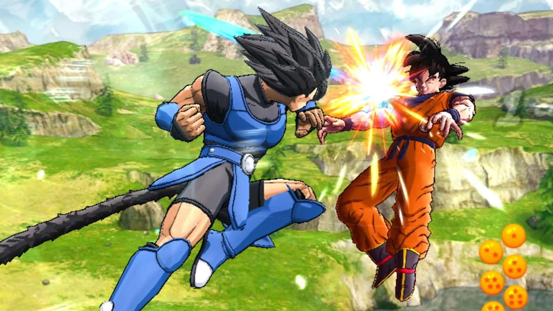 Best gacha games: Dragon Ball Legends. Image shows Goku in battle.