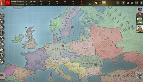 Best mobile MMORPGs: Call of War: World War II. Image shows a map of Europe during the Second World War.