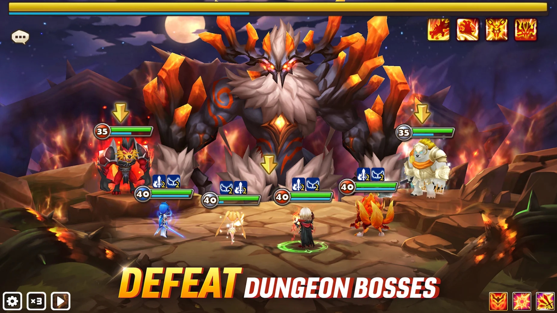 Best mobile RPGs: Summoners War. Image shows people attacking a monster.