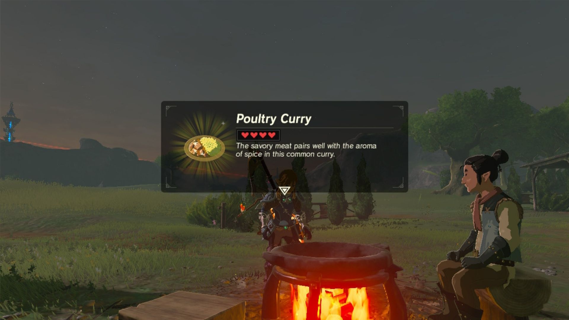 A picture of the BotW recipe for poultry curry.