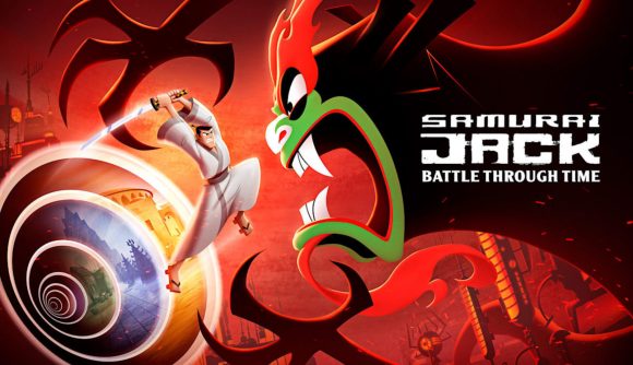 Best Samurai games: Samurai Jack: Battle Through Time. Image shows Jack about to slice down a foe.