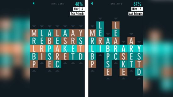 Games like Wordle - a screenshot of Typeshift on iOS