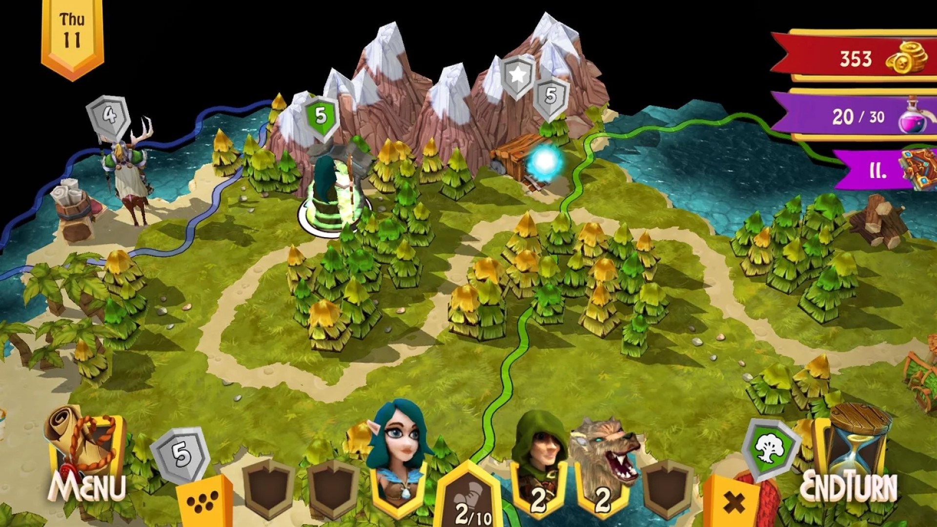 Best mobile strategy games: Heroes of Flatlandia. Image shows characters amidst the streets and mountains on a scaled down map.