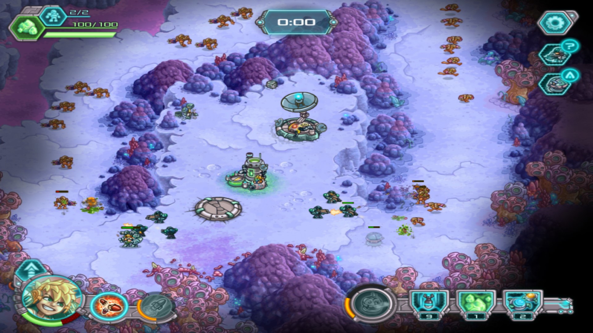 Best mobile strategy games: Iron Marines. Image shows a map of the bottom of the oceans with a few bases in it.