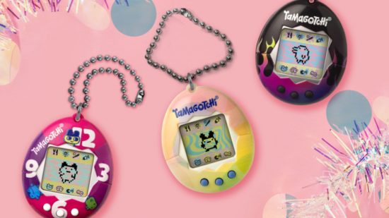 Promo art of a trio of original Tamagotchis