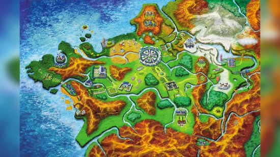 Pokemon regions: a detailed map shows an illustration of the Pokemon region Kalos