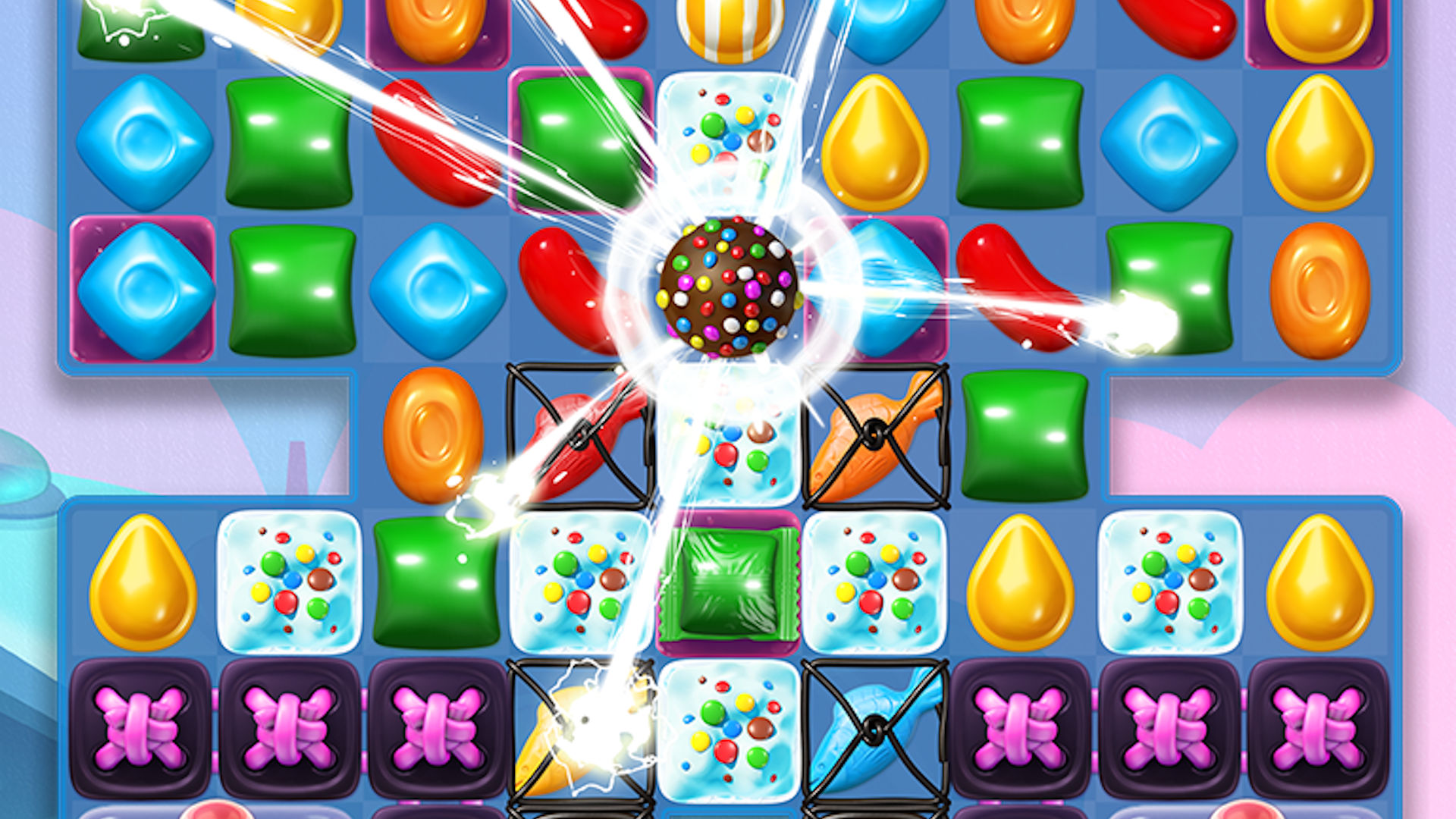 Best mobile puzzle games: Candy Crush Soda Saga. Image shows various candy tiles.