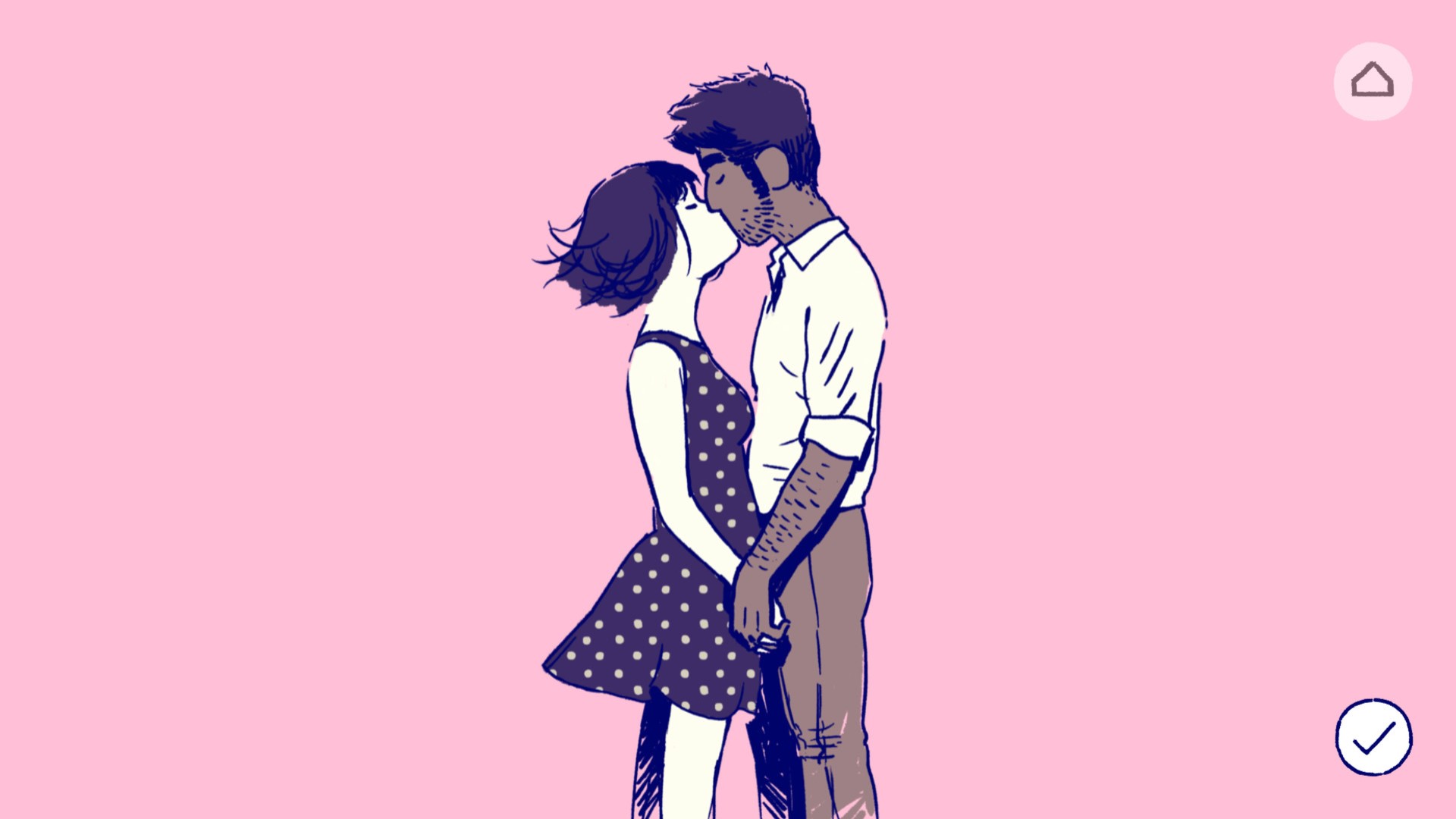 Best mobile puzzle games: Florence. Image shows two people kissing romantically.