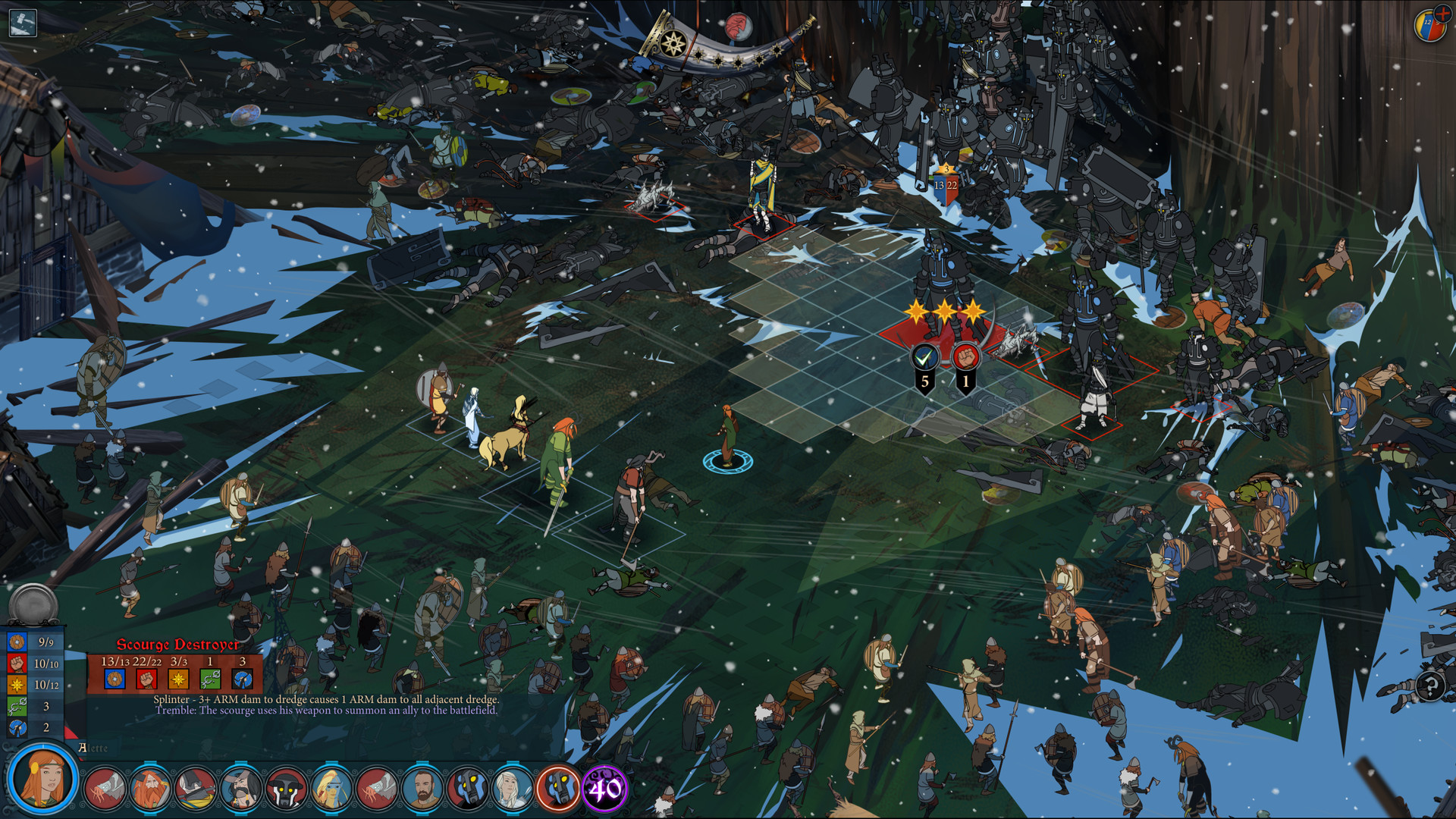 Best mobile RPGs: Banner Saga. Image shows a battle in progress.