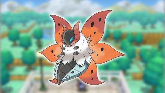 Gen 5 Pokemon, key art for the game Pokemon Black and White shows the Pokemon Volcarona