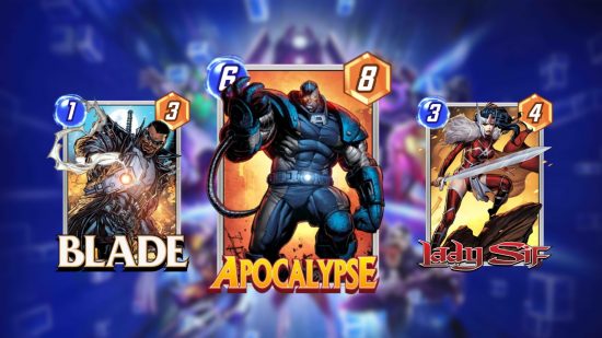 Custom image of Apocalypse, Blade, and Lady Sif cards for Marvel Snap decks guide