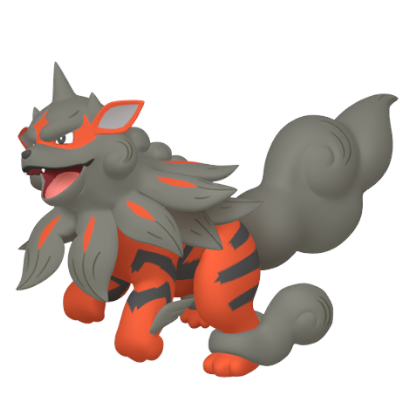 Pokédex - a Hisuian Arcanine against a white background