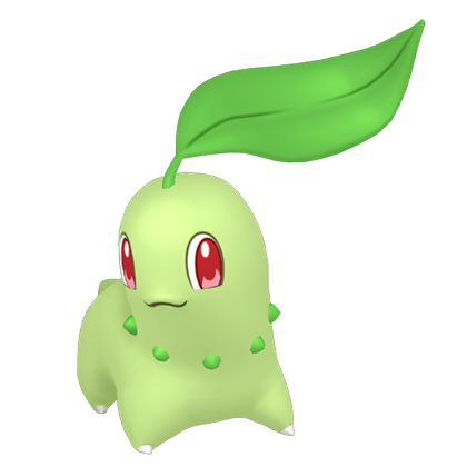 Pokédex - a Chikorita against a white background