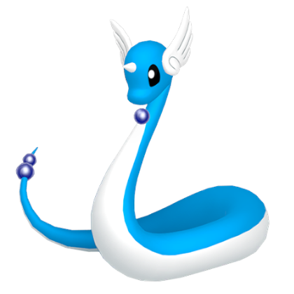 Pokédex - a Dragonair against a white background