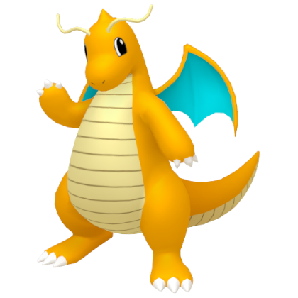 Pokédex - a Dragonite against a white background