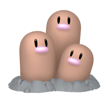 Pokédex - a Dugtrio against a white background