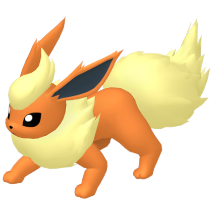 Pokédex - a Flareon against a white background