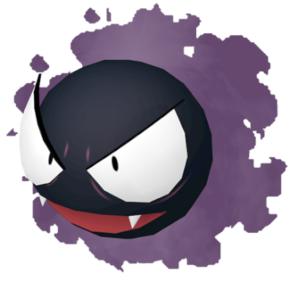 Pokédex - a Gastly against a white background