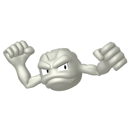 Pokédex - a Geodude against a white background