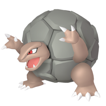 Pokédex - a Golem against a white background