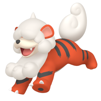 Pokédex - a Hisuian Growlithe against a white background