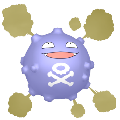 Pokédex - a Koffing against a white background