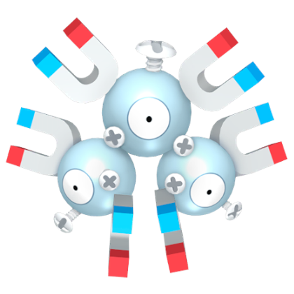 Pokédex - a Magneton against a white background