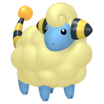 Pokédex - a Mareep against a white background