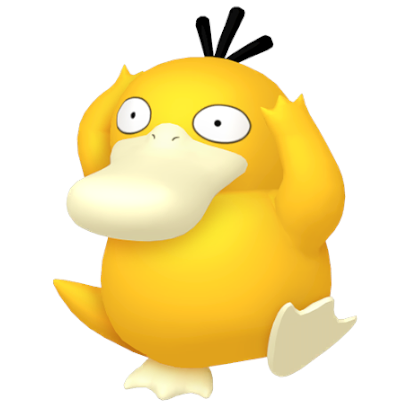 Pokédex - a Psyduck against a white background