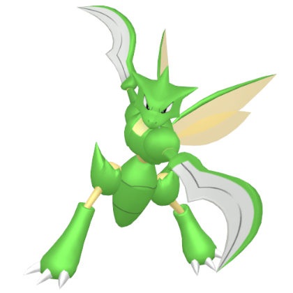 Pokédex - a Scyther against a white background