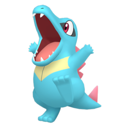 Pokédex - a Totodile against a white background