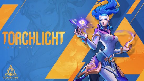 Torchlight: Infinite build - Frostfire Gemma with her hair flowing behind her and an orb of energy in her hand