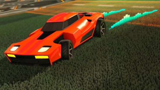 Screenshot of a drifting Breakout for Rocket League best car list