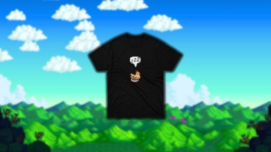 A Stardew Valley sleeping chicken shirt