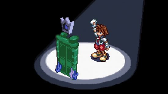 Screenshot of Sora opening a new door in Kingdom Hearts Chain of Memories for best GBA games list