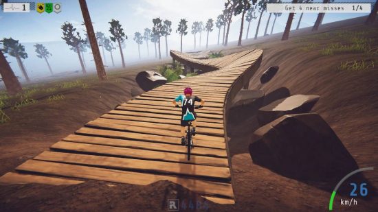 Motorbike games: a bike rides down a hillside 