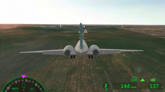 Screenshot of a landing plane in Airline Commander for plane games guide