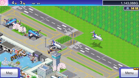 Screenshot of an airport from Jumbo Airport Story for plane games guide