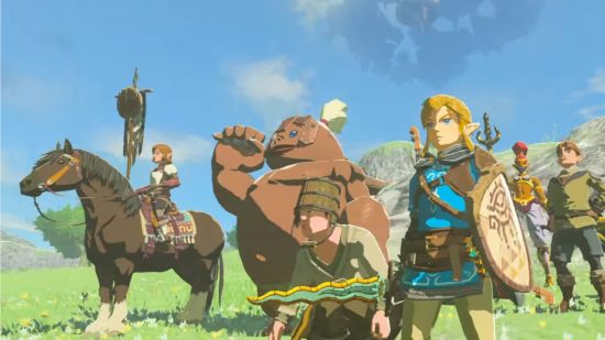 Screenshot from Zelda: Tears of the Kingdom with fellow Hyrulians for best single-player games guide