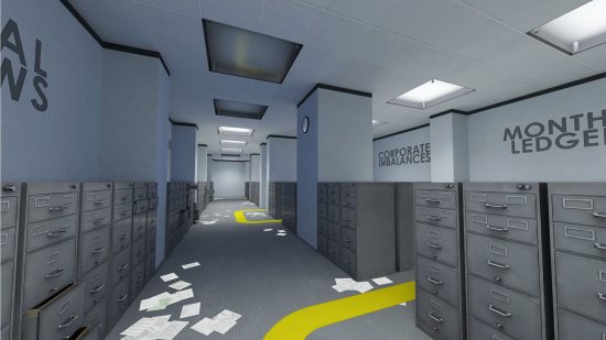 Screenshot of splitting corridors from the Stanley Parable: Ultra Deluxe for best single-player games guide