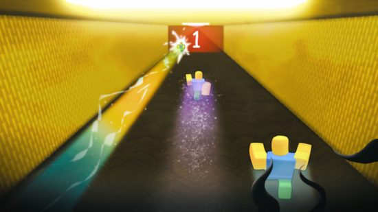 Racing down a corridor in Backrooms Race Clicker for Roblox clicker guide