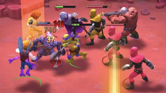 TMNT games: a screenshot shows the Teenage Mutant Ninja Turtles in a video game