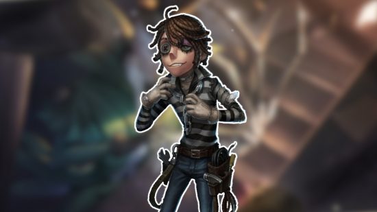 Identity V characters: The "Prisoner" outlined in white and pasted on a blurred Identity V background