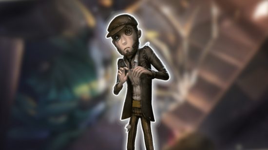 Identity V characters: The Thief outlined in white and pasted on a blurred Identity V background