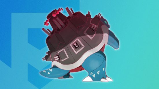 Gigantamax Pokémon Blastoise form on a themed SmartRead background