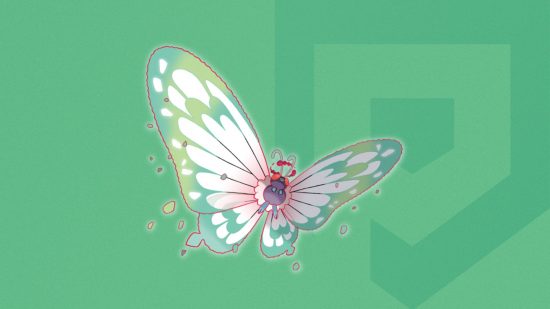 Gigantamax Pokémon Butterfree form on a themed SmartRead background