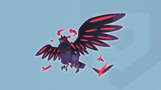 Gigantamax Pokémon Corviknight's form on a themed SmartRead background