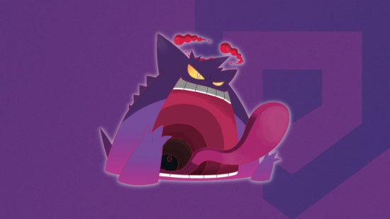 Gigantamax Pokémon Gengar's form on a themed SmartRead background