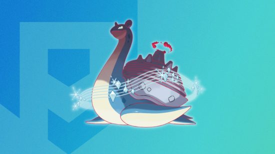 Gigantamax Pokémon Lapras' form on a themed SmartRead background